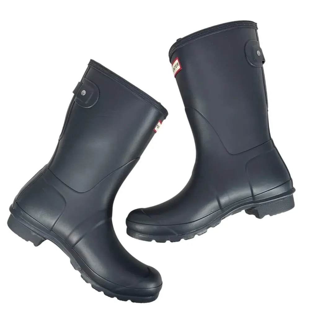 Hunter‎ Original Short Rain Boots Womens 9 Dark Slate Rubber Adjustable Buckle